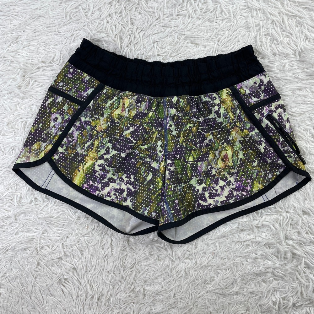 Lululemon Shorts Womens 4 Multicolored Floral Tracker Lined Short Running Pocket